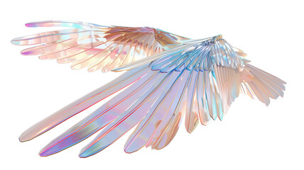 a holographic 3d render wing isolated on transparent background background