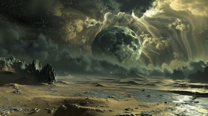 Heavey storm on mar surface planet.