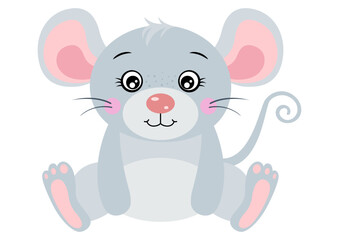 Obraz na płótnie Canvas Cute and friendly mouse sitting