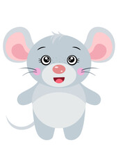 Friendly gray mouse isolated on white