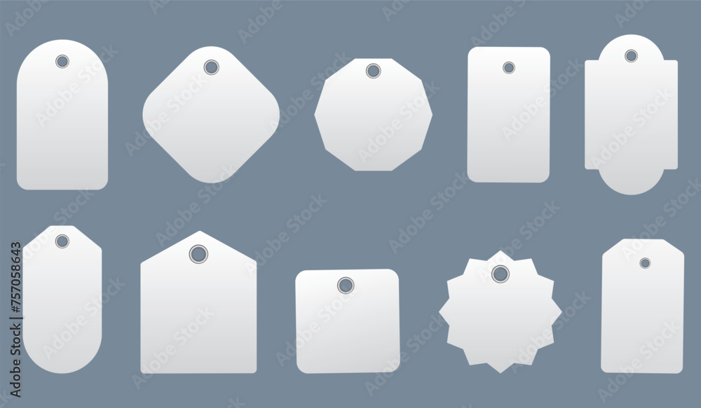Poster set of blank price tags or sales tags in different shapes. black set of label and gift tags design. 