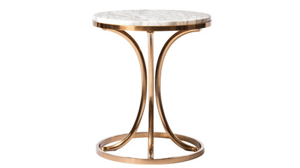 Sleek Side Table with Marble Top on transparent background