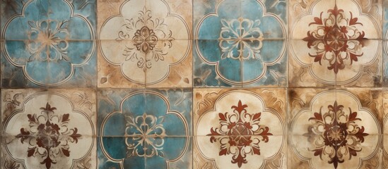 Aquathemed tiles with various designs create a symmetrical pattern on the wood flooring of the room. The creative arts event showcases the circle motifs in an artistic way
