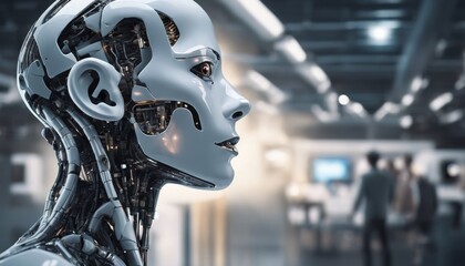 AI Awakening: Exploring the Frontiers of Artificial Intelligence"Description: Capture the essence of artificial intelligence with a striking image of a futuristic android or robot engaged in complex t