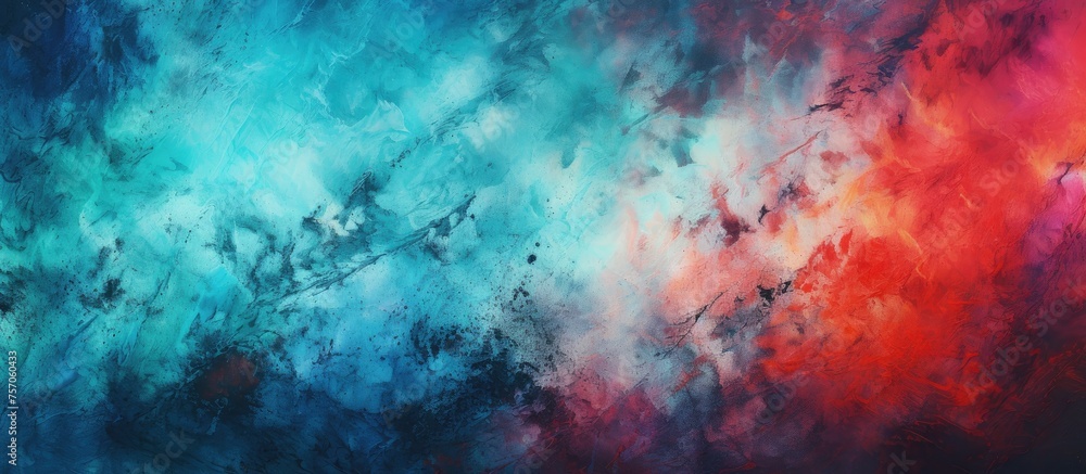 Poster the image resembles a mesmerizing painting of a galaxy with swirling electric blue and magenta patte