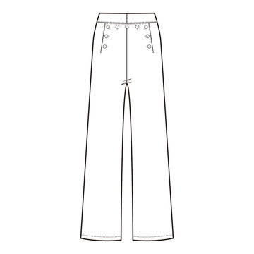 Sailor Pants Flat Sketch Vector Design Illustration
