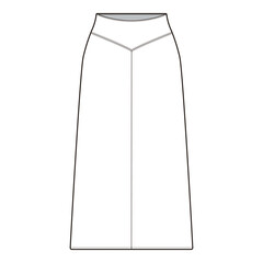 Yoke Skirt Flat Sketch Vector Design Illustration