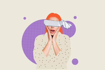 Composite 3d photo artwork graphics collage of scared young redhead girl blindfold theft robbery...