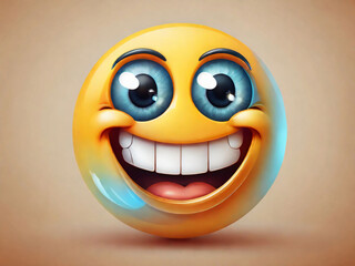 Fototapeta premium An illustration of a happy smiling emoji emoticon character, smiling face emoji or emoticon icon with happy eyes vector illustration