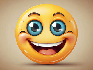 An illustration of a happy smiling emoji emoticon character, smiling face emoji or emoticon icon with happy eyes vector illustration