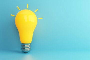 abstract yellow light bulb blue background