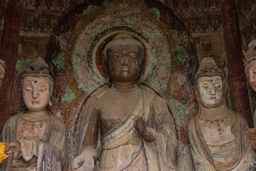 Statues at Maijishan Grottoes, Tianshui City, Gansu Province, China