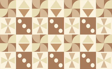 Beige geometrical basic shapes seamless repeated pattern. Earth tone colors. Boho style Aesthetic color. Vector illustration