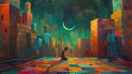 Ramadan Mubarak, bright colors  - obrazy, fototapety, plakaty