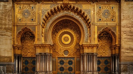 Obraz premium Pillars and Walls Embellishment: Ramadan Background Beauty