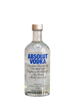 Original Absolut vodka bottle isolated on a white background