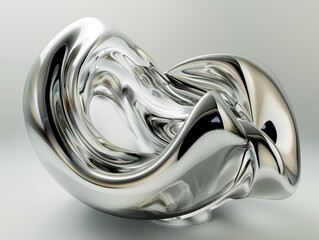 Shiny metallic shapes form an infinite loop, blending art and modern design.