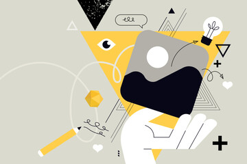 Business concept illustration. Vector illustration of gallery, photography, image, social media. Creative concept for web banner, social media banner, business presentation, marketing material. 