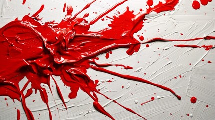 Abstract Red Paint Splash on White Background