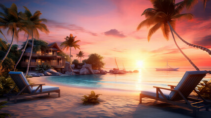 Beautiful resort on background