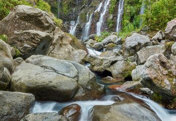 Wasserfall Cascade de la Grande Ravine, Langevin, Reunion, Frankreich - obrazy, fototapety, plakaty