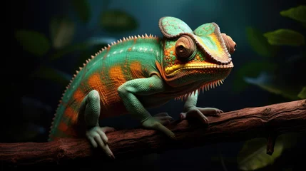 Poster Beautiful of chameleon panther, chameleon panther on branch, chameleon panther closeup. © Ruslan Gilmanshin