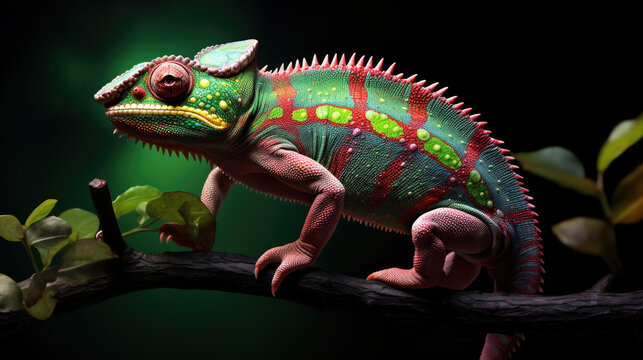 Beautiful of chameleon panther, chameleon panther on branch, chameleon panther closeup.