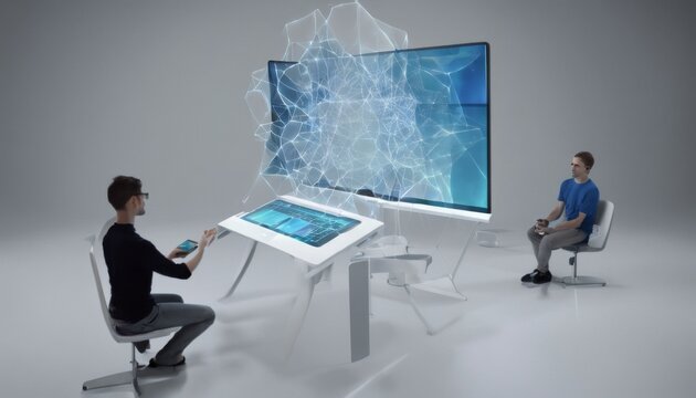 "Digital Illusions: Explore the Hologram Computer Interface"
Imagine the future of computing: users interact with holographic displays in mid-air, blending physical and virtual worlds seamlessly,