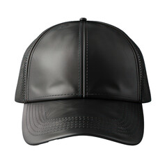 black baseball cap mockup front view on transparency background PNG
