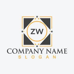 Handwritten ZW letters logo design with vector