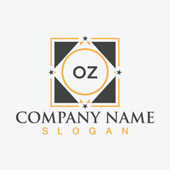 Handwritten OZ letters logo design with vector