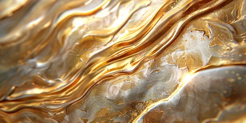 Schilderijen op glas Gold abstract background with golden waves and liquid gold, luxury texture, golden metal surface with a natural rock pattern,banner © Nice Seven