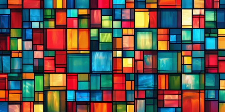 A colorful mosaic of squares and rectangles