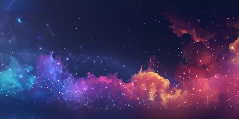 A colorful galaxy with a purple cloud in the middle - obrazy, fototapety, plakaty