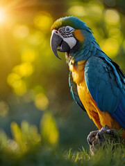 Macaw in the forest , blue and yellow macaw wallpaper