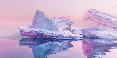 A large ice block is reflected in the water