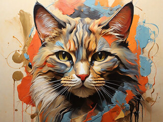Abstract Cat Art for Decorative and Inspirational Purposes