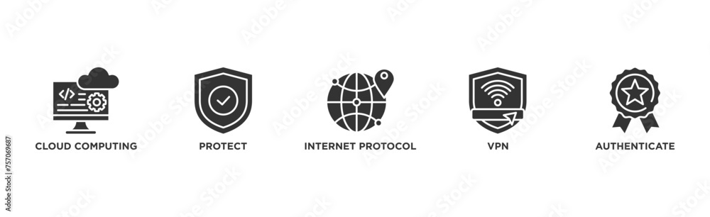 Wall mural ipsec banner web icon vector illustration concept for internet and protection network security with 