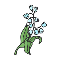 Lily of the valley hand drawn clip art. Isolated vector.