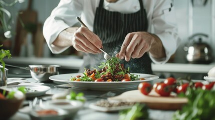 The chef is creating a special menu.