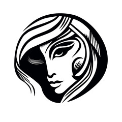 Beautiful woman face logo. Hair, spa and aesthetics business concept. Modern, elegant, luxury style. Vector illustration