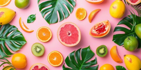 A colorful fruit salad with oranges, kiwis, and grapefruit