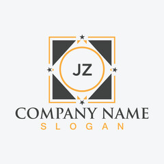 Handwritten JZ letters logo design with vector