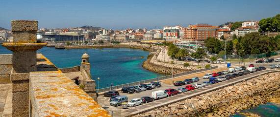 La Coruña Cityview from Castle of San Antón, La Coruña, Galicia, Spain, Europe
