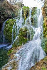 Paseo del Molinar Path, Molinar River Waterfall, Tobera, Montes Obarenes-San Zadornil Natural Park, Las Merindades, Burgos, Castilla y León, Spain, Europe
