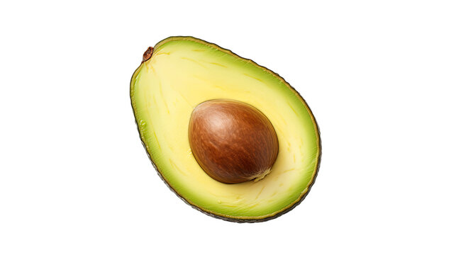 Fresh Cut Avocado with Pit on White Background