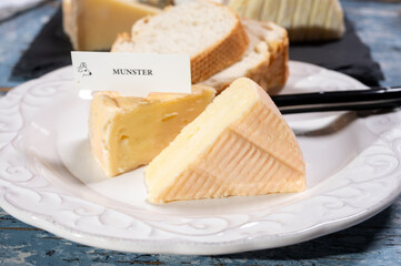 Munster gerome French cheese, strong-smelling soft cheese with subtle taste, made mainly from milk first produced in Vosges mountains