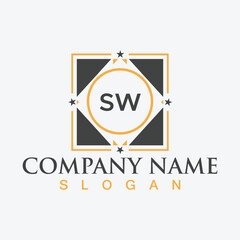 Initial monogram SW letter logo design template