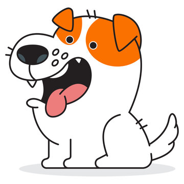 Cute cartoon jack russell puppy dog vector character illustration isolated on a white background.