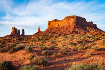 West and East Mitten Buttes, Monument Valley Navajo Tribal Park in northeast Navajo County, Arizona